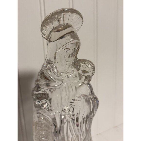 Glass Madonna Holding Baby Jesus Figurine Virgin Mary Christ Child 12” Tall - Picture 7 of 11